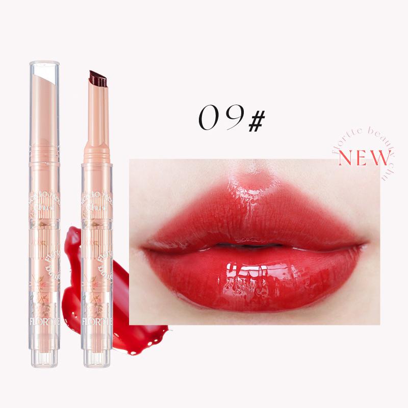 FLORTTE Chu Jelly Rossetto Floria First Kiss Love Series Penna Specchio Acqua Luce Smalto per labbra Acqua idratante Donna Cosmetici di bellezza