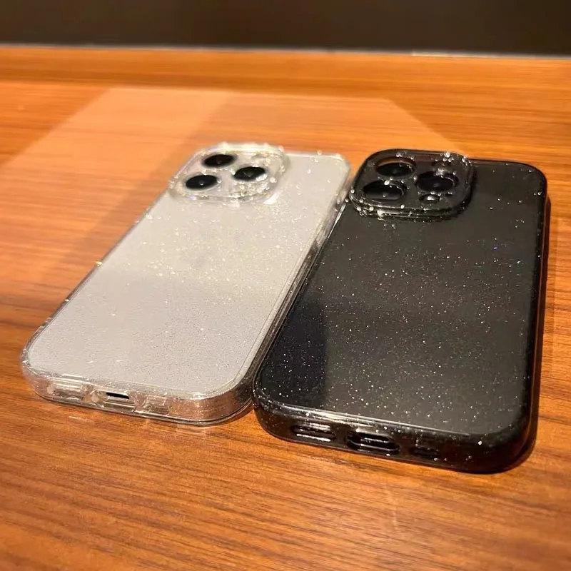 Luxusní průhledné pouzdro Bling Glitter pro iPhone 15 14 13 12 11 Pro Max 14 15 Plus Měkký průhledný silikonový kryt nárazníku