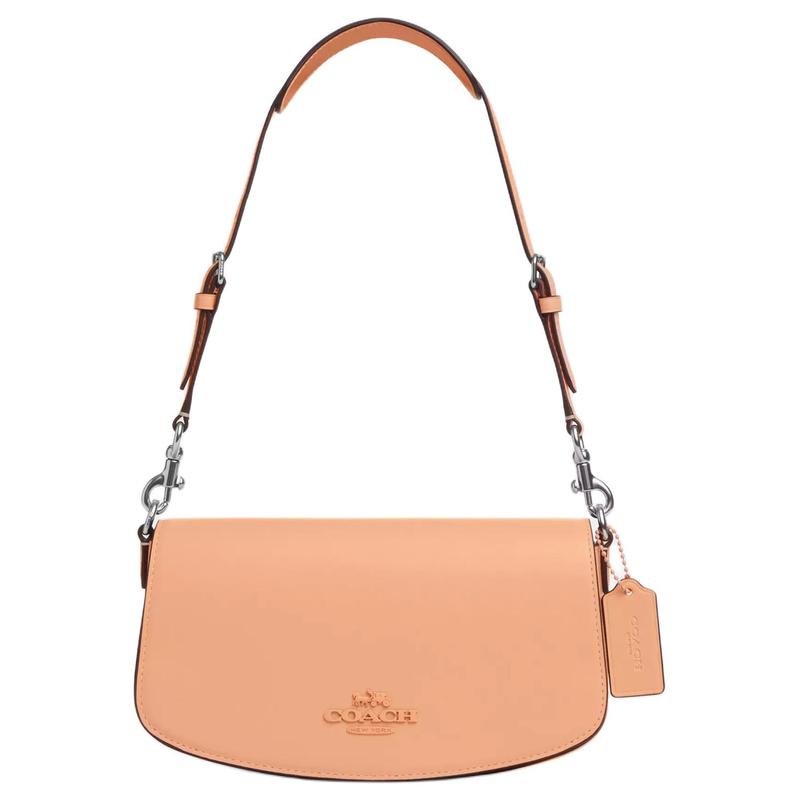 

COACH Andrea 24 Letter Logo Snap Button Refined Calfskin Shoulder Bag Medium Women s Silver Colored Faded Blush срібний