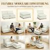 Footstool Modern Fabric Ottoman with Plastic Legs for Living Room and Bedroom, 75 cm, Cream White