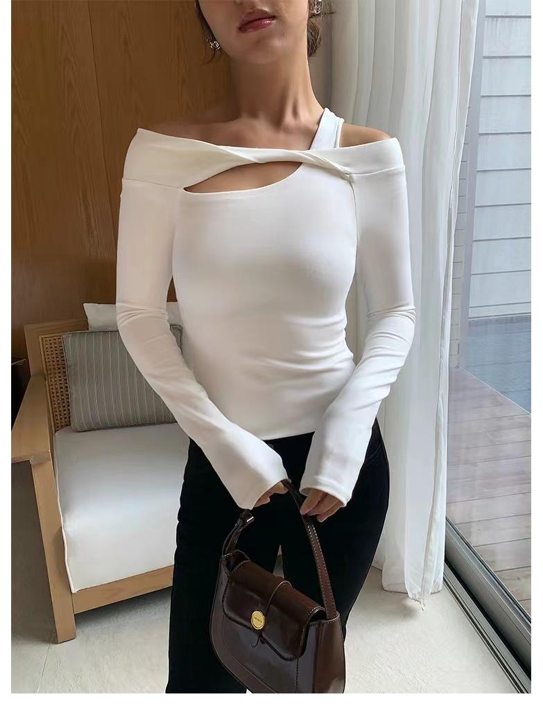 

Женский топ для йоги с длинным рукавом и открытыми плечами: Стройнящий, Удобный и Стильный для Осенне-Зимнего Фитнеса и Бега S