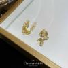 Zircon cross pearl ear clips women's niche design exquisite gentle stud earrings fashion light luxury temperament no pierced earrings