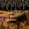Solar Ice Strip Curtain Lights Waterproof String Lights 8 Modes Wedding Party Indoor and Outdoor Fairytale Decoration Lights