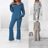 TUME Plus Size Ribbed Hoodie & Wide Leg Pants - Women's Autumn/Winter Casual Fashion Two-Piece Set