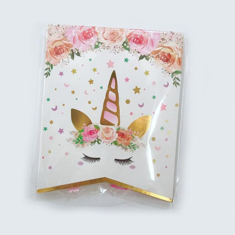 

Unicorn Birthday Flag Happy Birthday Letter Bronzing Glitter Birthday Banner Customization Bronzing unicorn