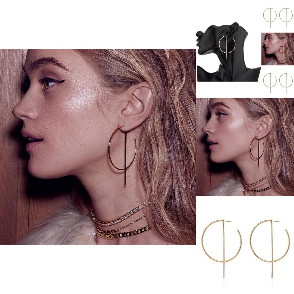 Trendy Gold Alloy Round Earrings Unique Modern Style For Casual And Formal Wear