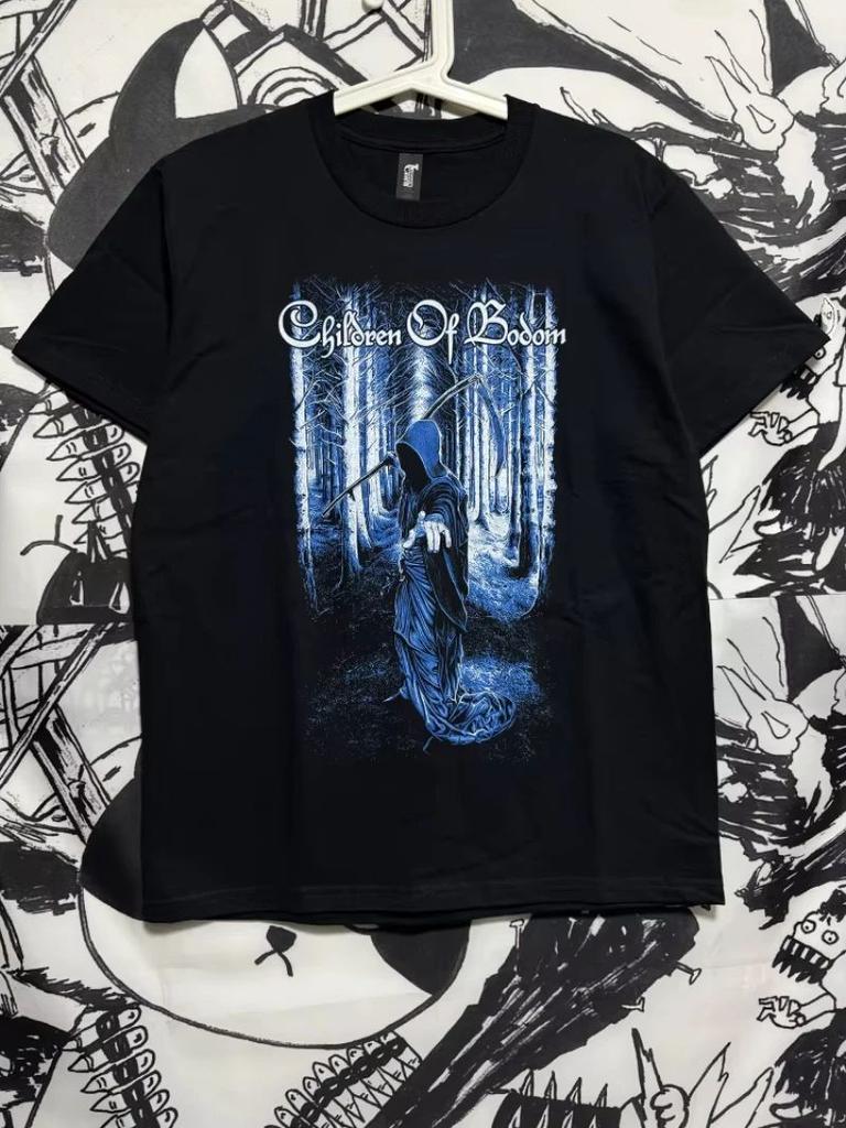 Metal Rock Punk T Shirts Bodom Band COB Band Peripheral Summer Print Casual Loose Cotton Short Sleeve Oversize TShirt Unisex