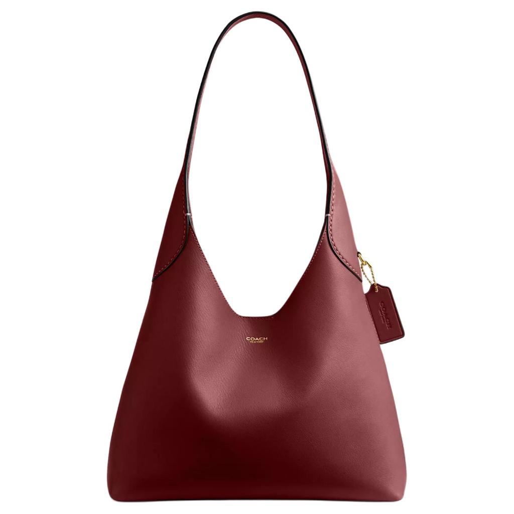 Coach Brooklyn 28 Logo Chiusura Magnetica Pelle a Grana Naturale Borsa a Spalla Tote Media da Donna Rosso Profondo Rubino CU068-B4XEP