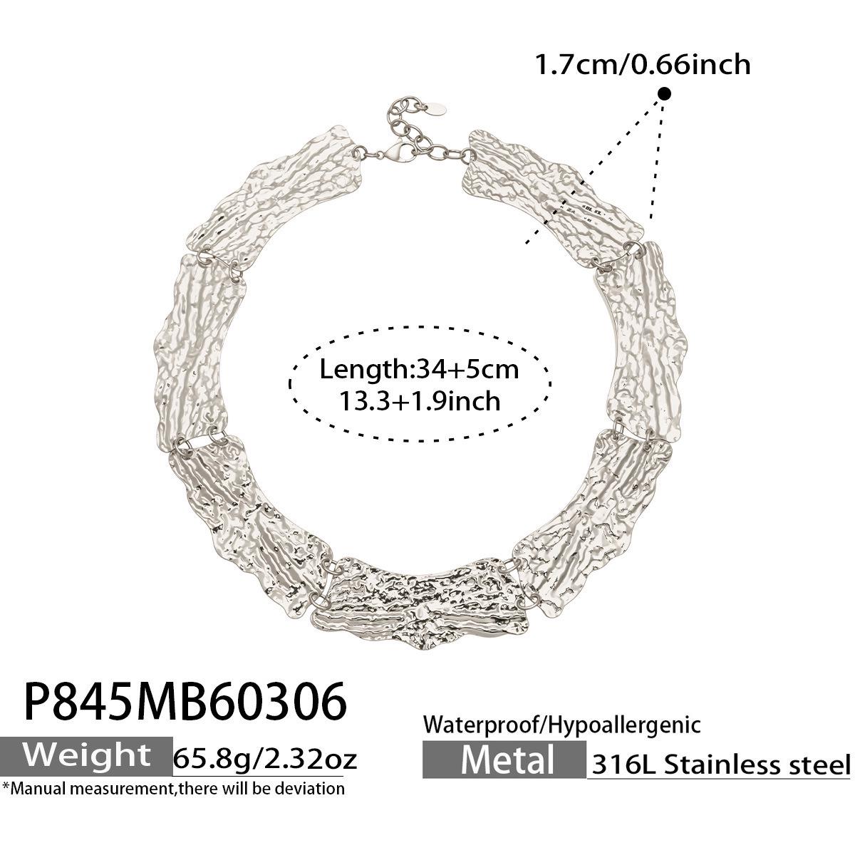 18K Gold-Plated Textured Stainless Steel Handmade Vintage Necklace for Women