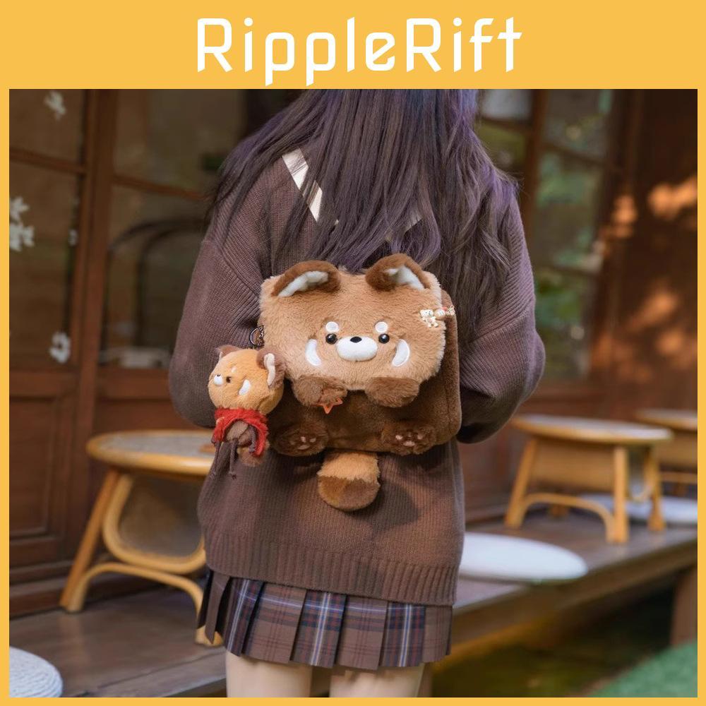 Plush Raccoon Backpack For Teens With Large Capacity And Soft Rabbit Fur Material
