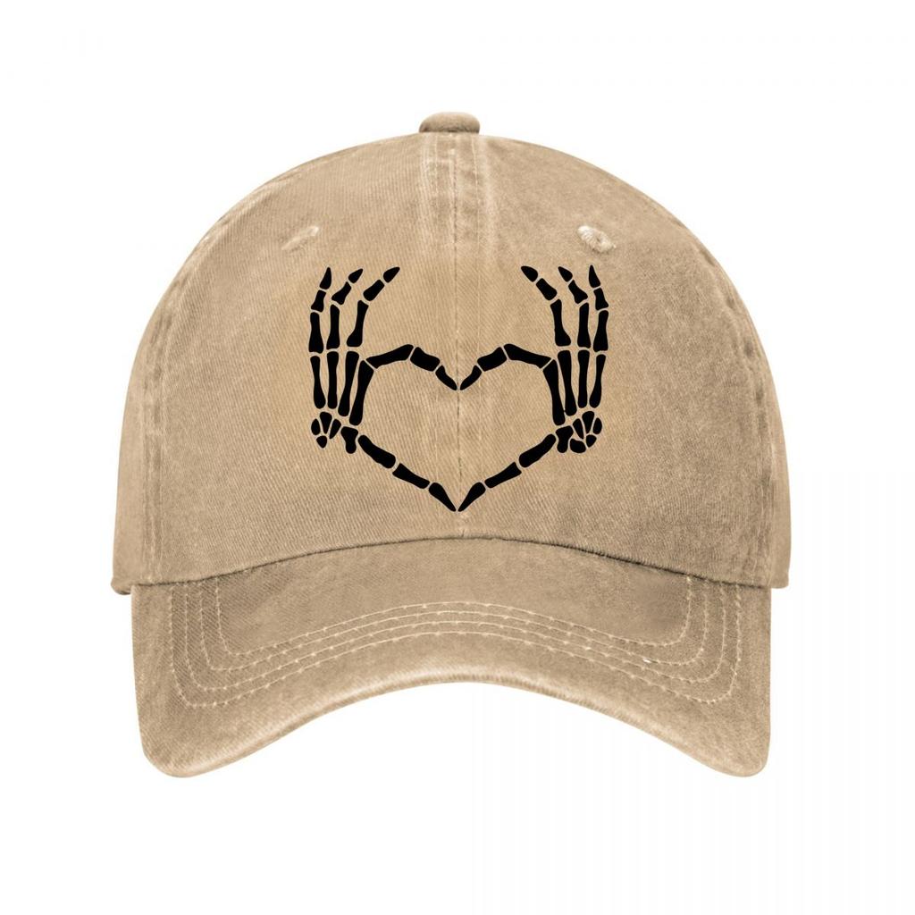 Skeleton Heart Hands Cap New Vintage Washed Cotton Baseball Cap Parent Kids Sun Hats