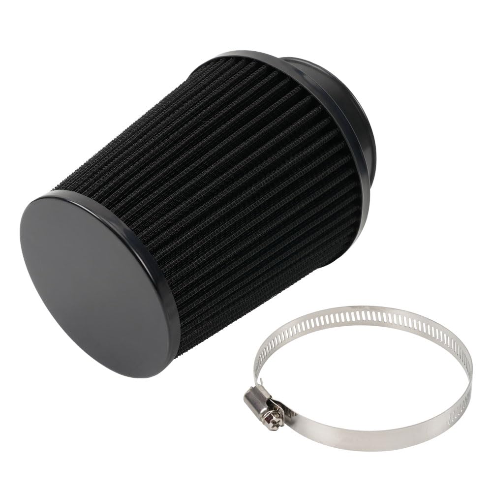 

MUTEKI Универсальный автомобильный воздушный фильтр 76 мм Воздушный фильтр Грибкового типа Фильтр воздухозаборника Регулируемый Сменный фильтр (черный) чёрный