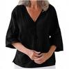 Women's Casual V-neck Cardigan Cotton Linen Solid Color Women's Top Shirts