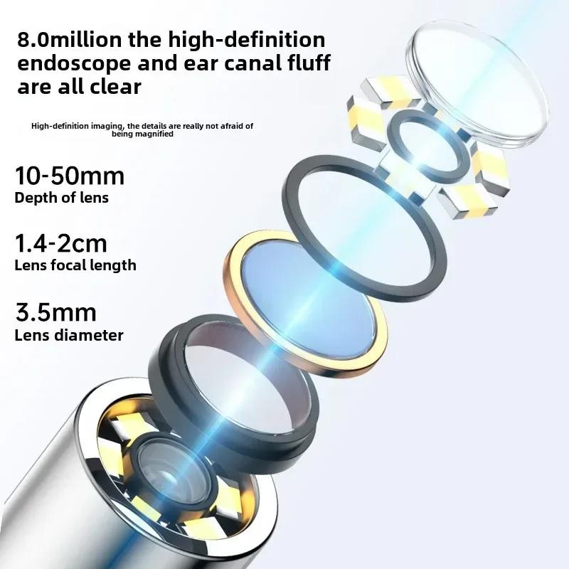 Wireless Ear Wax Removal Tool with Camera Safe Silicone Ear Cleaner for Kids Adults Visual Otoscope Endoscope Earpick