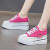 Casual Canvas Shoes  New Women's Solid Color Thick Sole Sports Wedge Heel Height Increasing Breathable Vulcanized Women's