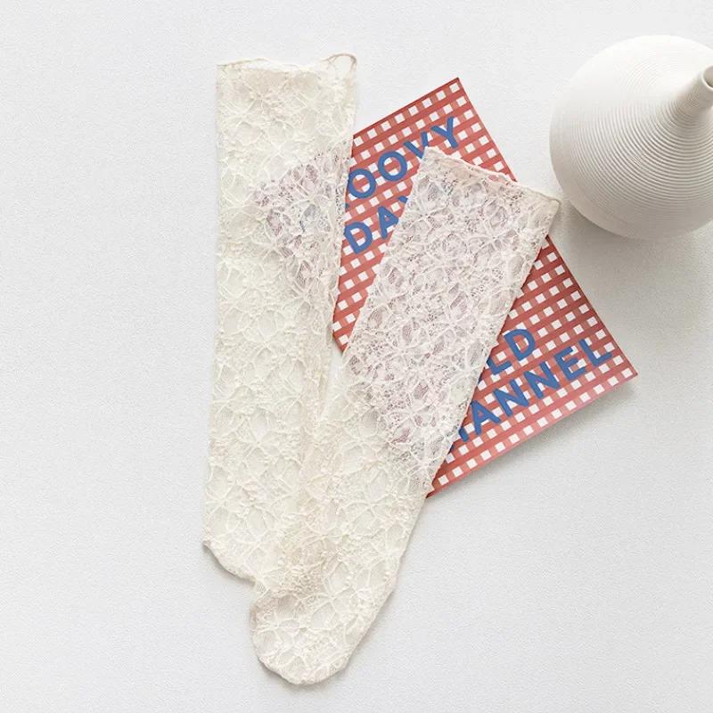 Women Kawaii Japanese Fashion Sock Retro Lace Floral Mesh Lolita Cute Socks Thin Middle Tube Girls Breathable Harajuku Socks