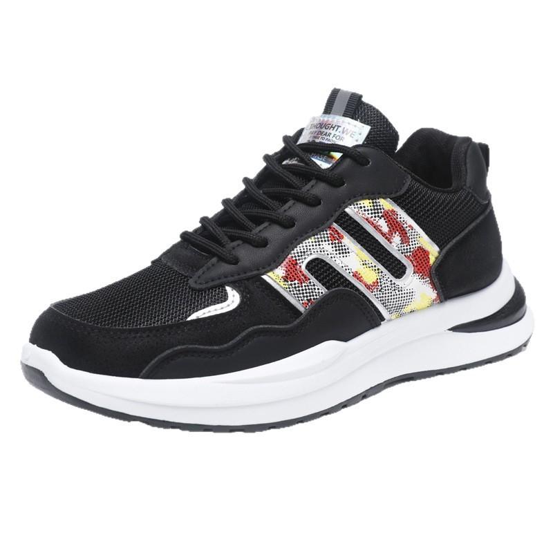 Popular men's breathable mesh running shoes thick-soled wear-resistant shock-absorbing sports shoes universal trendy shoes in stock