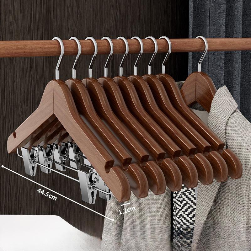 Rutschfeste Massivholz Kleiderbügel für Herren Rutschfest Luxus Hosen Kleiderständer für zum Aufhängen von Kleidern Röcken mit Haken