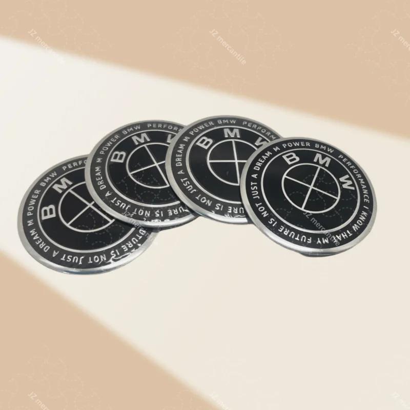 4Pcs 70mm wheel hub center cover sticker. Suitable for BMW 5/7/8 series and M models, aluminum alloy hub badge patch accessories