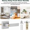 Door Lever Handle Lock,Interior Door Handle with Lock and Key Square Entry Door Handle for Bedroom Office Left or Right Handing (Silver)