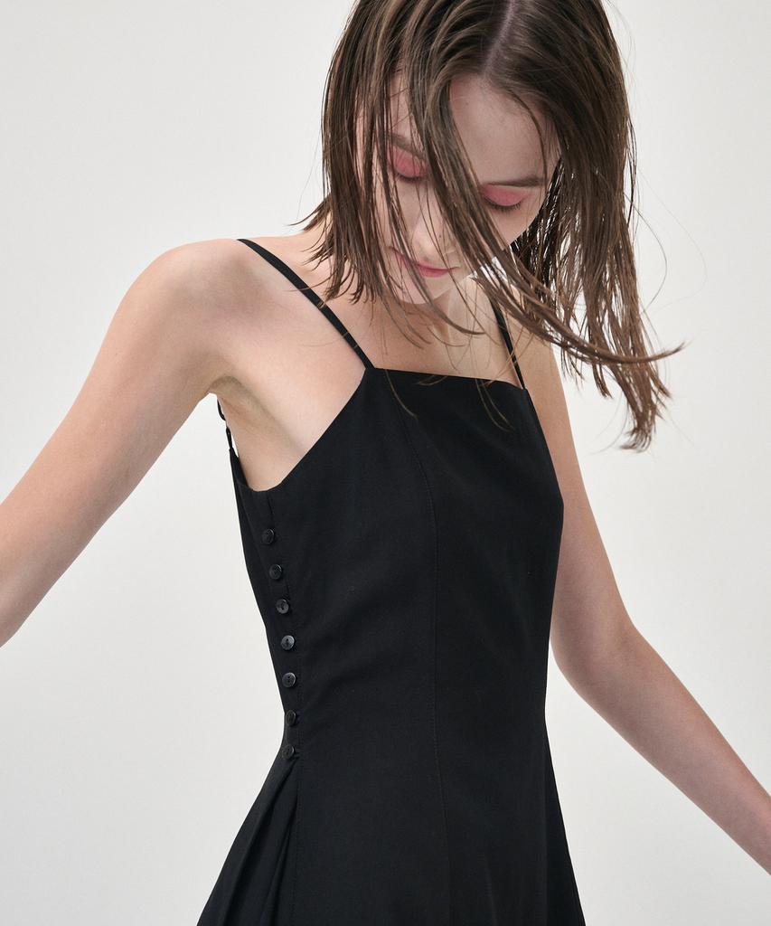 Etmont Slip Line Button Detail Dress, Black
