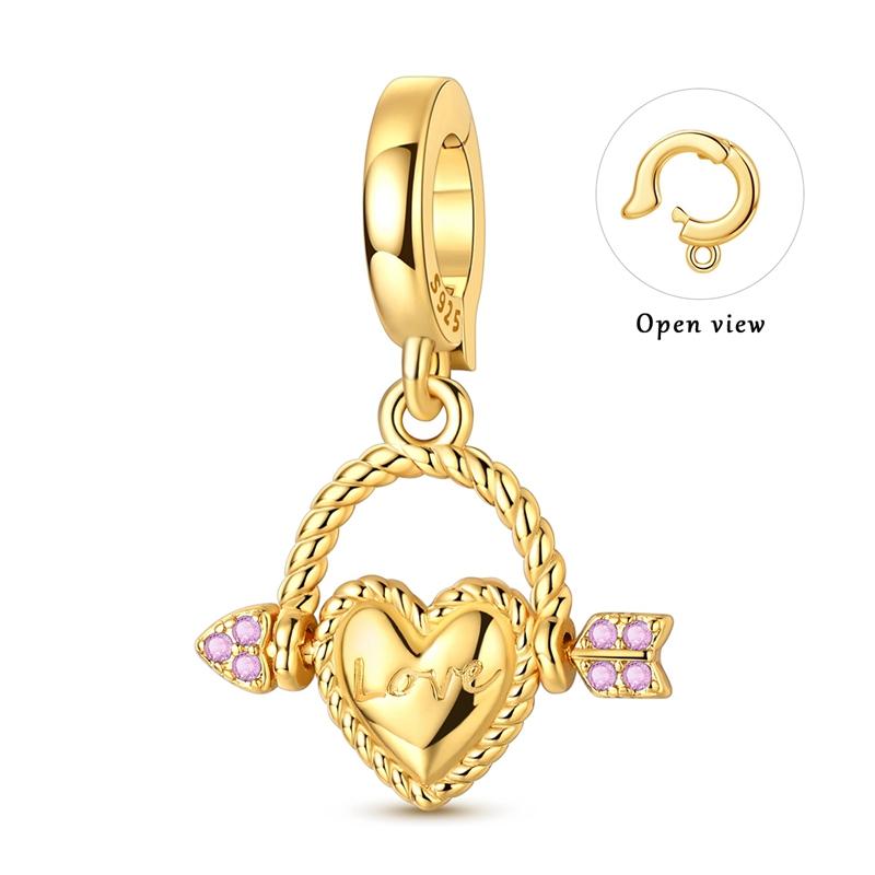 925 Silver Golden Series Squirrel Horseshoe Cross Star Charms Beads For Women Fit Bracelet DIY Jewelry Gifts