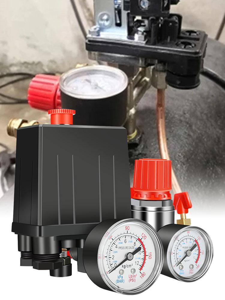 90-120PSI Luftkompressor-Pumpendruckschalter 220V Druckschalter Verteilerregler Manometer 1/4"BSP Luftkompressorteil