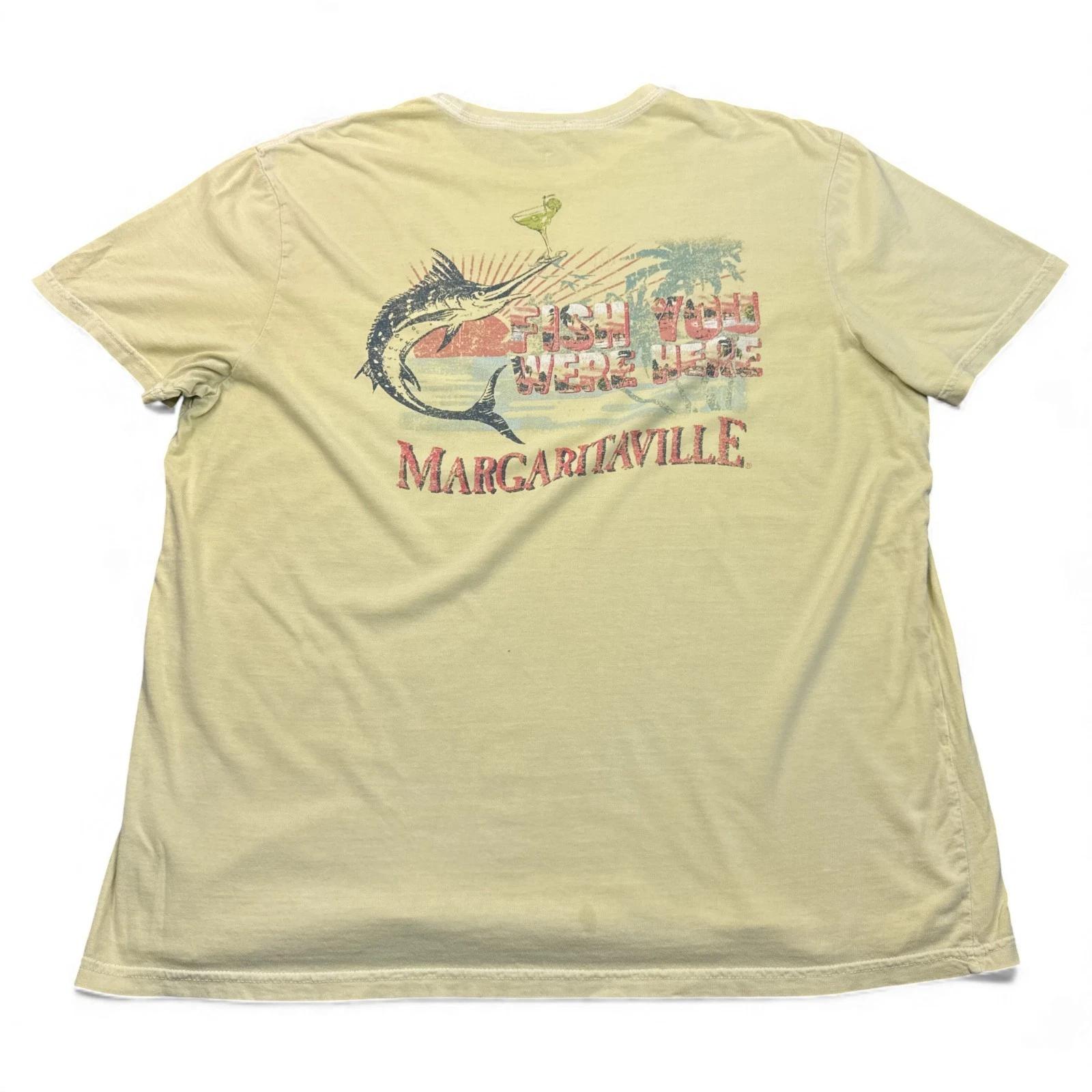 

Jimmy Buffet Margaritaville T Shirt Mens Size XL Yellow Double Sided Graphic Tee M
