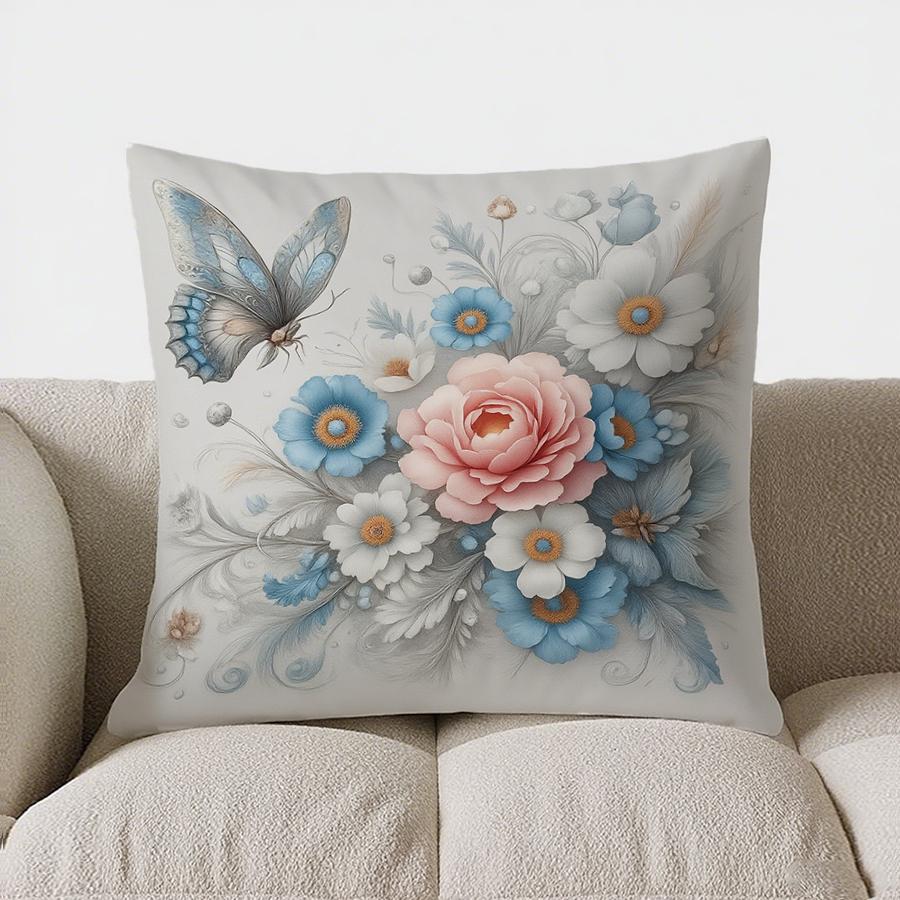 Heimdeko Florales & Schmetterlingsmuster Kissenbezug Muster Kissenbezug Geeignet für Sofa Schlafzimmer Auto Kissenbezug