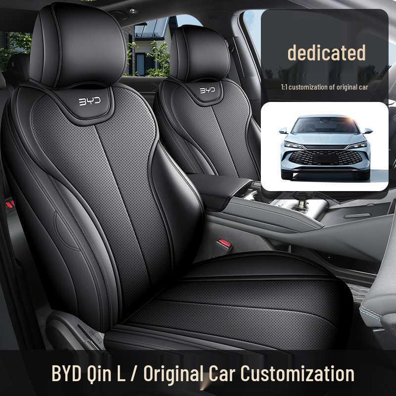 BYD Qin L D-MI Special Perforated Leather Full Surround Seat Cover - Breathable, All-Season Universal Cushion.