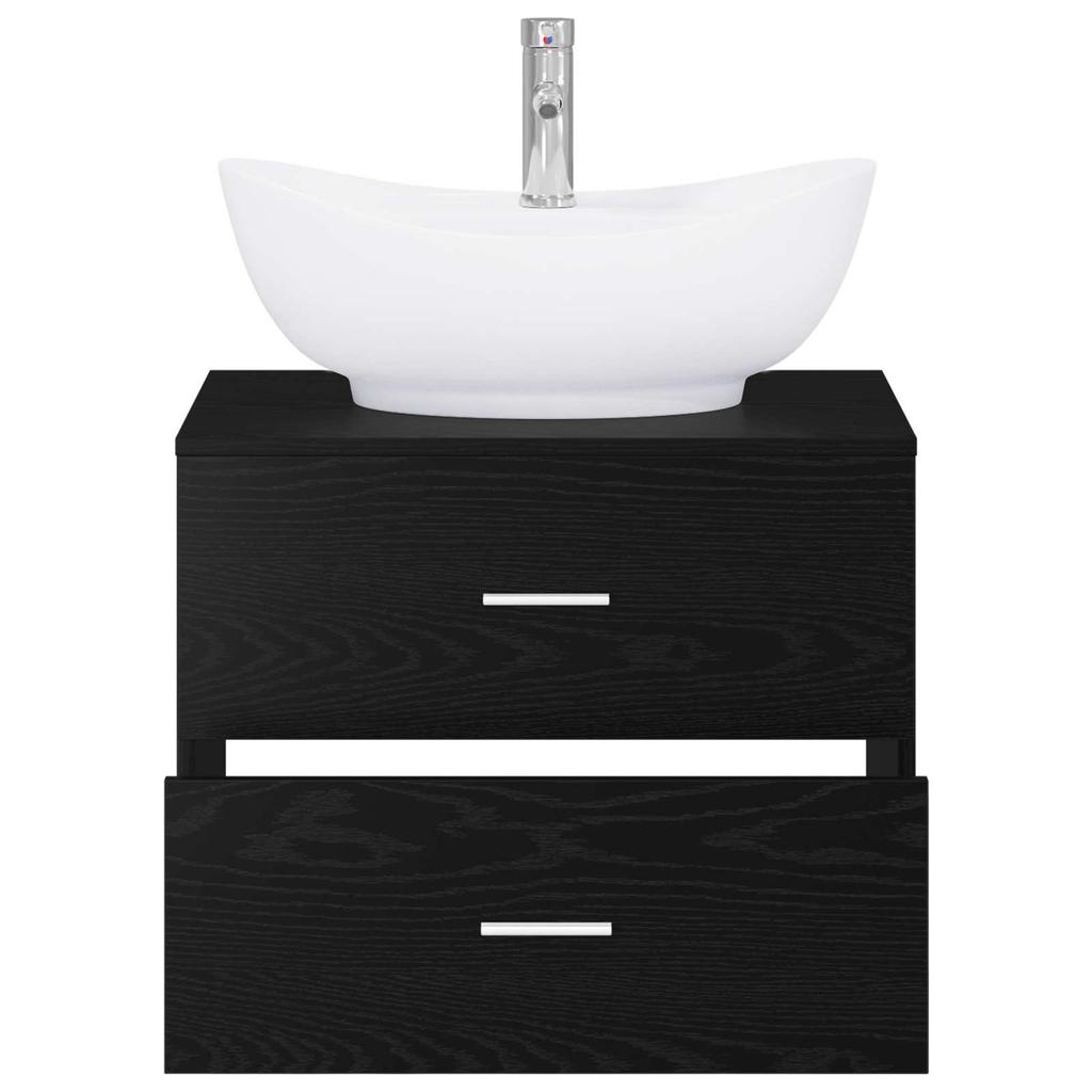 Bathroom Furniture Set Black Oak Engineered Wood