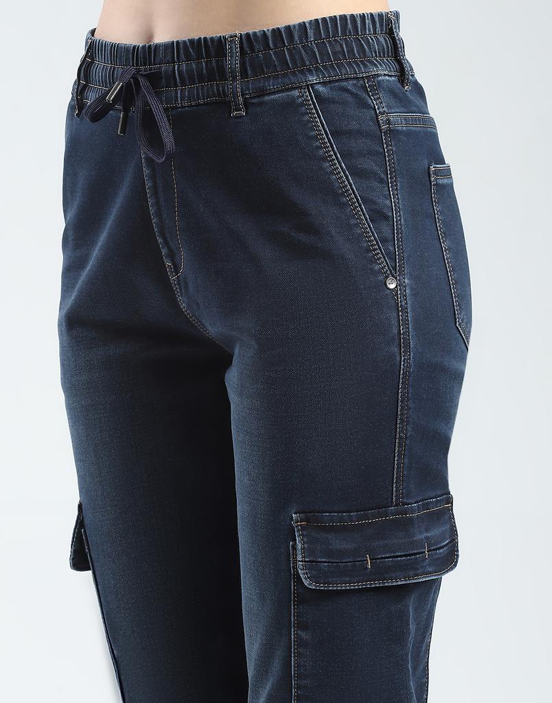 MONTE CARLO Womens Solid Slim Fit Cargo Blue_ 28