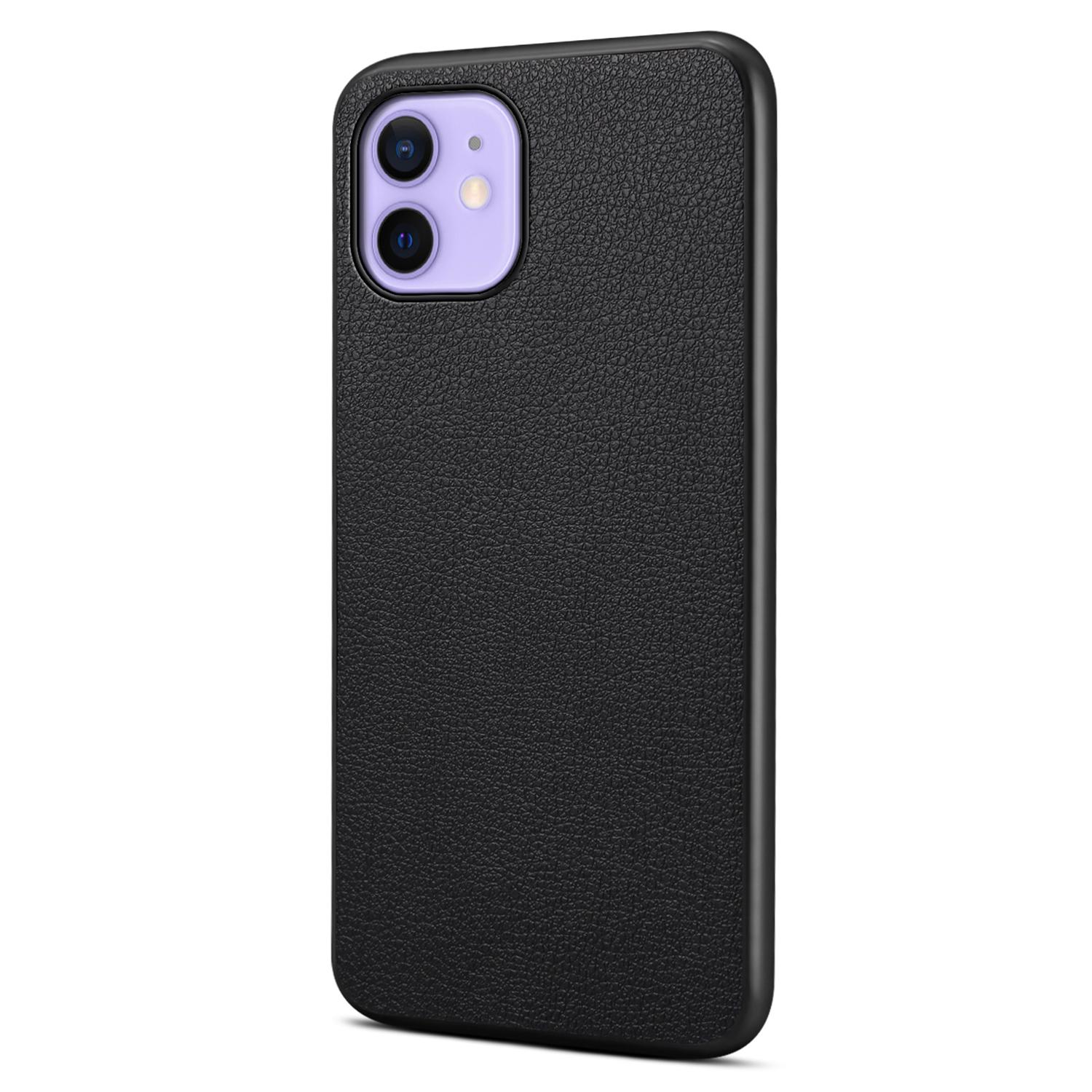 

For iPhone 12/12 Pro Case Protective PU+PC+TPU Hybrid Slim Phone Case Black
