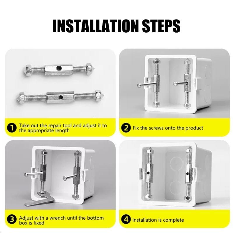 10Pcs Wall Socket Cassette Repairer Adjustable Cassette Screws Support Rod with Wrench Wall Switches Box Repair Device