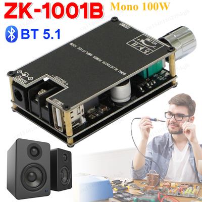 ZK-1001B Mono 100W BT Audio Power Amplifier Module Bluetooth-Compatible 5.1 AUX TPA3116D2 Amplifier Board DC7V-24V with TWS Mode