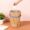 Decorative Woven Waste Container Natural Wicker Trash Can for Homes Kitchen Living Room Easy To Clean Modern Accessory