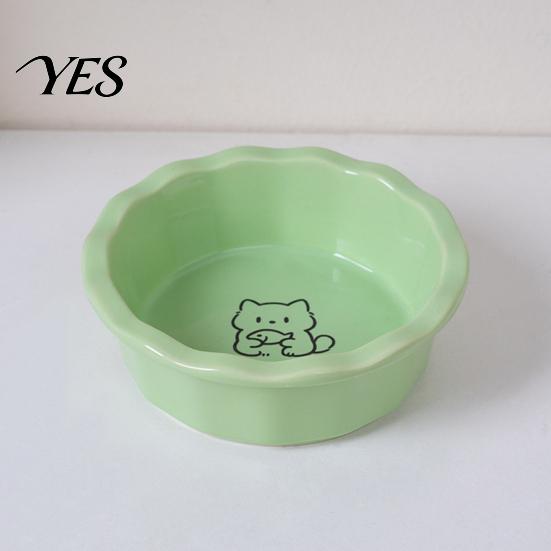 Comfortable Cat Feeding Bowl Ceramic Bowl, Round Food Easy To Clean, Durable Pet Feeder Non-Slip Weighted for Cats And Small Dogs Black Chin