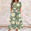 Women's Summer  Casual Floral Print  Round Neck Midi Dress Basic Classic Outdoor Everyday Short Sleeve Loose Dress