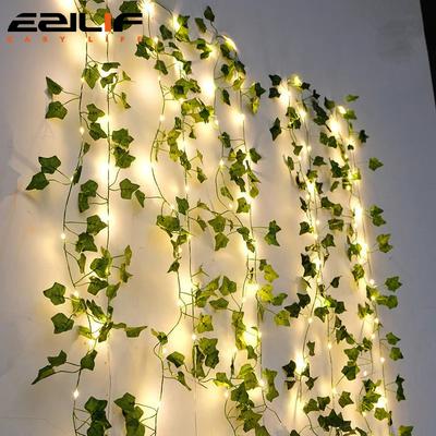 12/10/2m LED Işıklarla Sahte Yeşil Yapraklı Sarmaşık Asma Ev Yatak Odası Dekorasyonu Düğün Işıltılı Yapay Bitki Çelenk Ev Dekorasyonu
