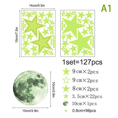 127Pcs Luminous Star Moon Diy Decorative Wall Sticker Night Party Glow In Dark