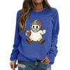 Women's Fashion Long Sleeve Halloween Print Round Neck Sweatshirt Top