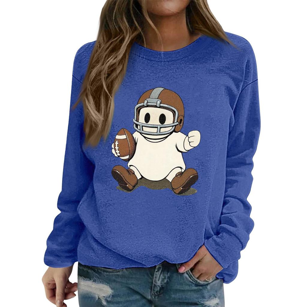 Women's Fashion Long Sleeve Halloween Print Round Neck Sweatshirt Top