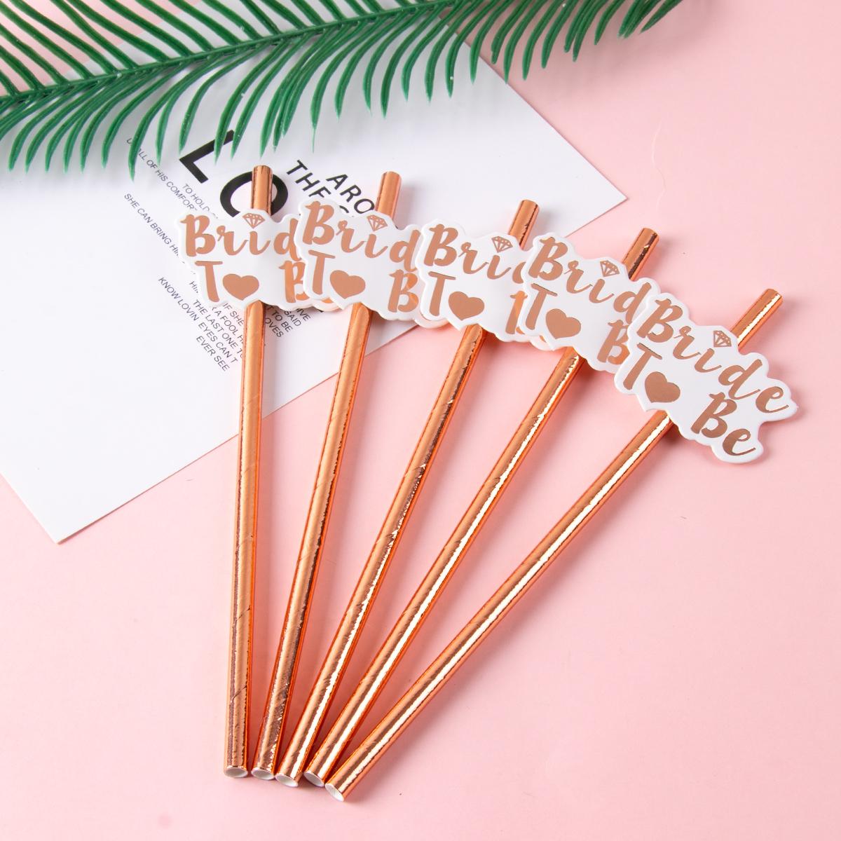 

10/20pcs Team Bride Rose Gold Paper Straws Bachelorette Party Wedding Decoration Drinking Straw To Be Hen Party Birdal Shower 10pcs