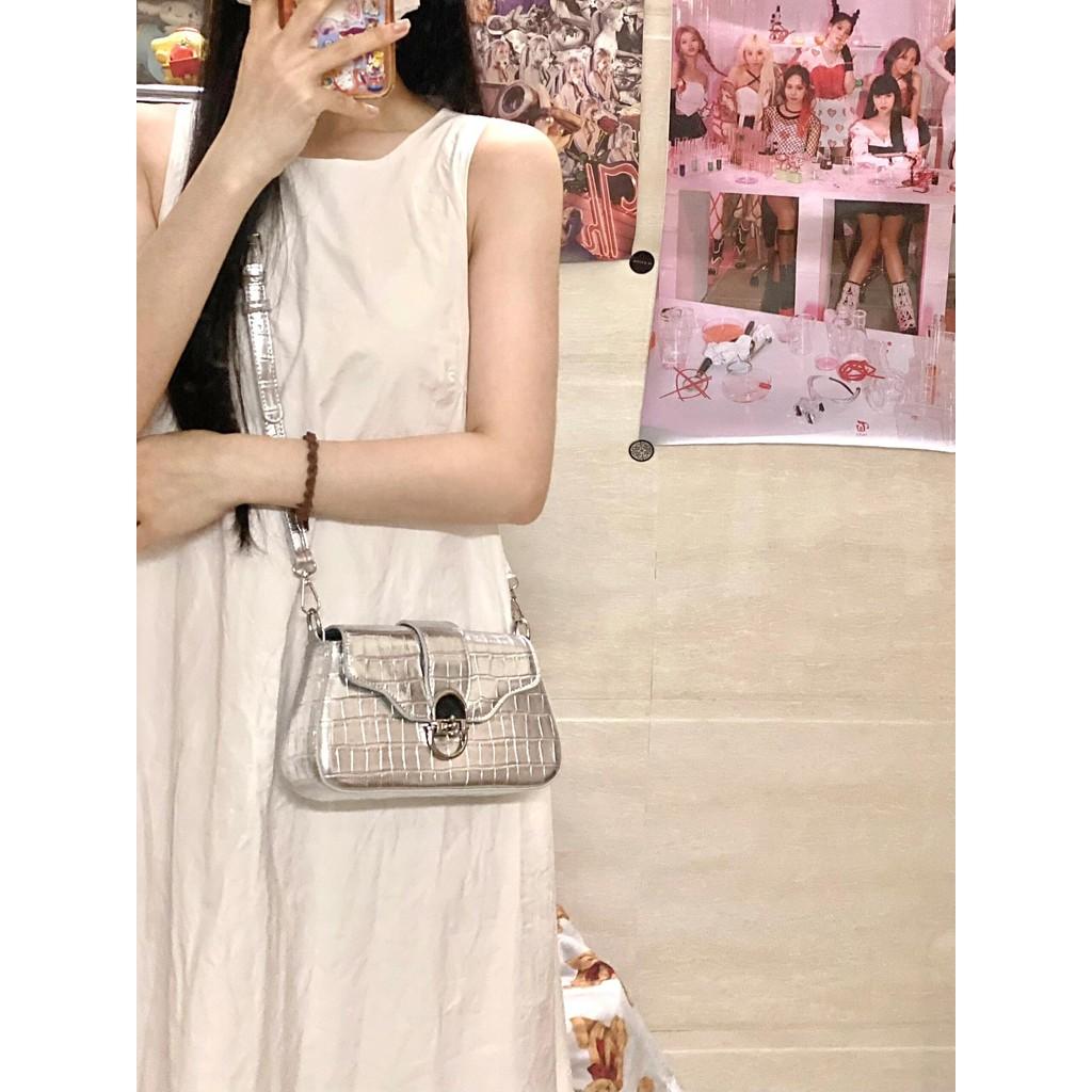 Ielgy Underarm Bag Sweet Cool Hot Girl Lock Flap Bag High-End Crocodile Pattern Commuter All-Match Shoulder Bag