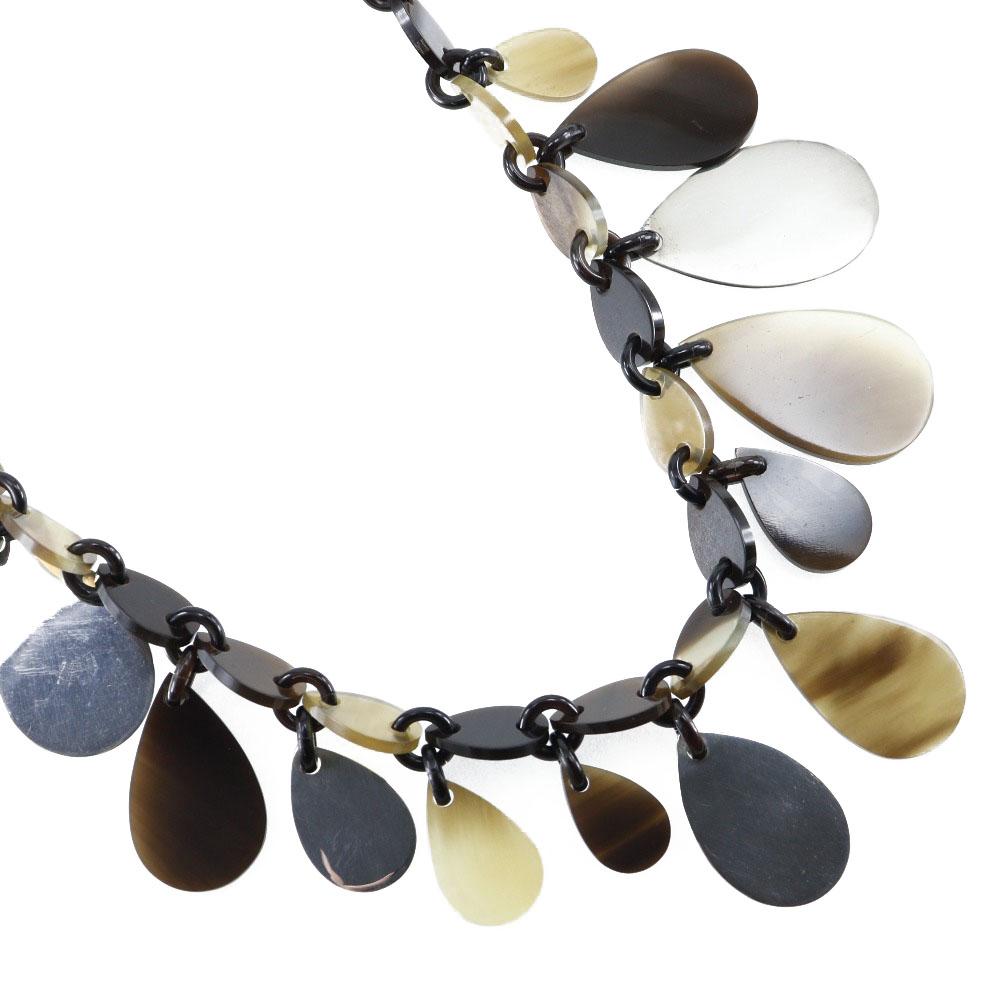 

HERMES teardrop Necklace Brown/Silver Buffalo horn/Silver925 50g Women Used