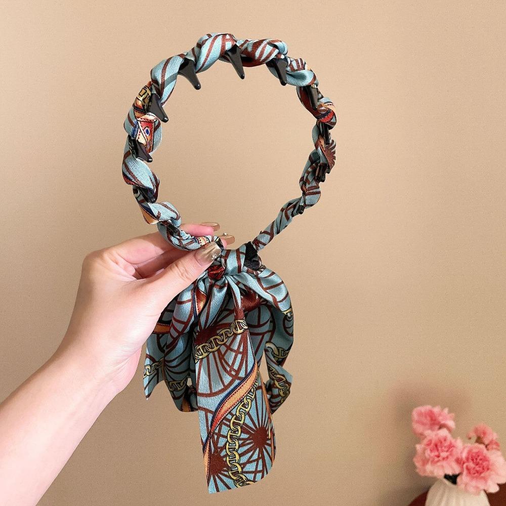 Retro Non Slip Hair Band Adjustable Fabric Ribbon Hair Hoop New Bow Braided Headbands