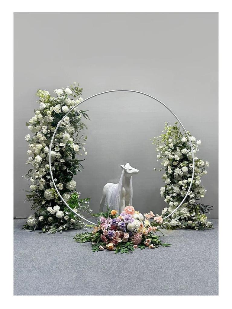 Round Balloon Arch Stand for Outdoor Wedding Celebrations - Wrought Iron Ring Decoration in Stock