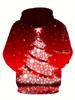 Men'S Hooded Digital Print Sweatshirt, Casual And Stylish Design, Featuring a Christmas Tree Print, Machine Washable, Versatile Style, Suitable for
