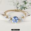 Retro ceramic flower woven bracelet niche literary hand rope small fresh bell bracelet female