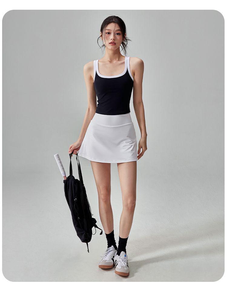 Women's Dopamine Summer Sports Set: Quick-Drying Vest & Anti-Exposure Skirt for Badminton, Tennis, and Running